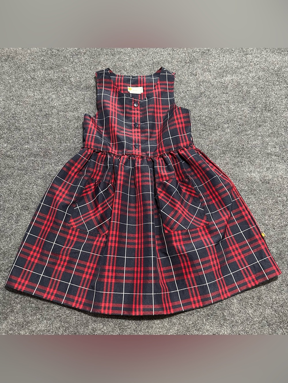 Dennis Girl's Button Front Gathered Skirt Jumper with Pockets size 8 years